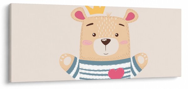 Tablou - Teddy ursuleț cu coroană (120x50 cm)