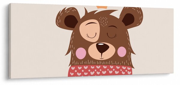 Tablou - Teddy ursuleț cu eșarfă roșie (120x50 cm)