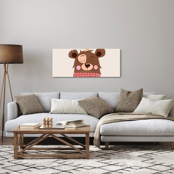 Tablou - Teddy ursuleț cu eșarfă roșie (120x50 cm)