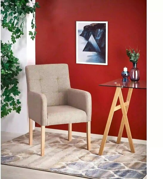 Fotoliu FILO, bej/stejar miere, stofa clasica/lemn, 60x62x92 cm
