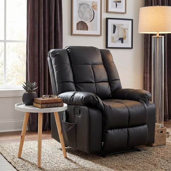 HOMCOM Fotoliu de Relaxare cu Masaj din Piele Artificiala, Fotoliu Ergonomic cu 8 Puncte de Masaj si Rabatabil 165°, Gri | Aosom Romania