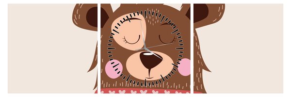 Tablou - Teddy ursuleț cu eșarfă roșie (cu ceas) (90x30 cm)