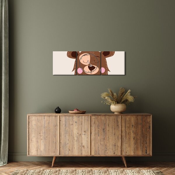 Tablou - Teddy ursuleț cu eșarfă roșie (cu ceas) (90x30 cm)