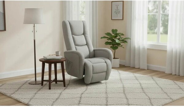 Fotoliu recliner PULSAR 2, gri, stofa clasica/metal, 68x85/135x85/106