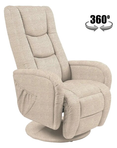 Fotoliu recliner PULSAR 2, bej, stofa clasica/metal, 68x85/135x85/106
