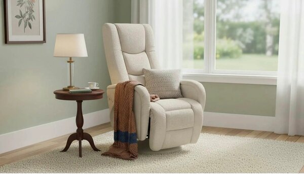 Fotoliu recliner PULSAR 2, bej, stofa clasica/metal, 68x85/135x85/106