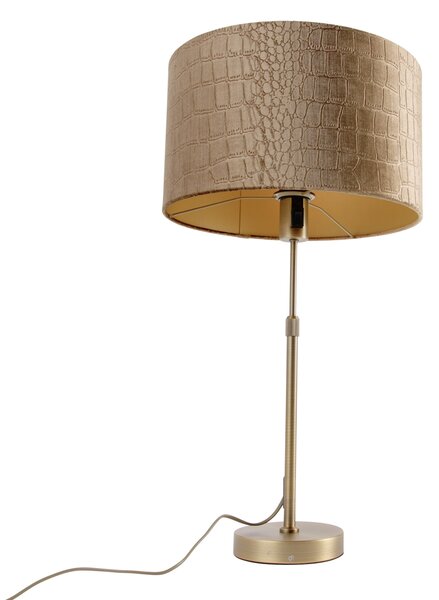 Lampă de masă bronz cu abajur de catifea Crocodil 35cm - Parte