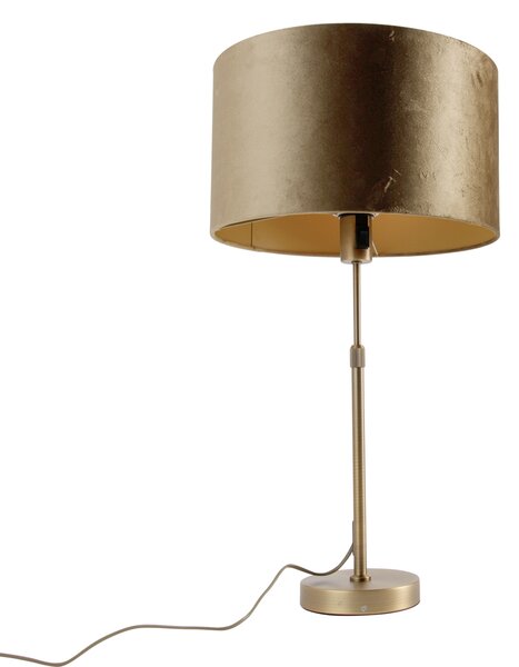 Lampă de masă bronz cu abajur de catifea bronz 35cm - Parte