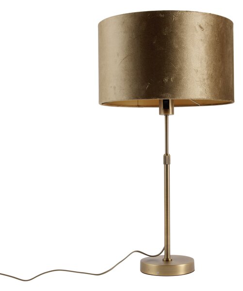Lampă de masă bronz cu abajur de catifea bronz 35cm - Parte