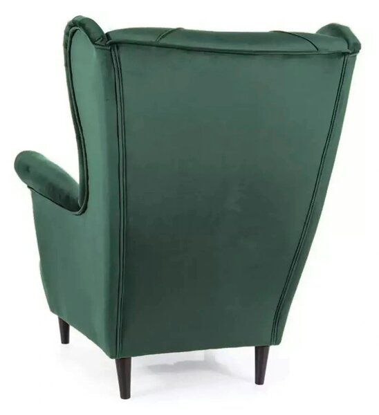 Fotoliu LADY, stofa catifelata verde - Bluvel 78, 82x92x101 cm