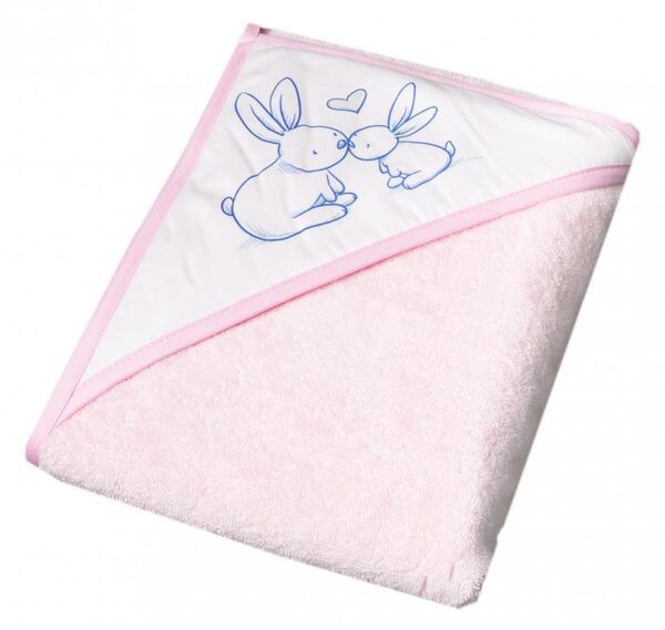 Prosop copii cu capison 80x80 cm Little Bunnies roz