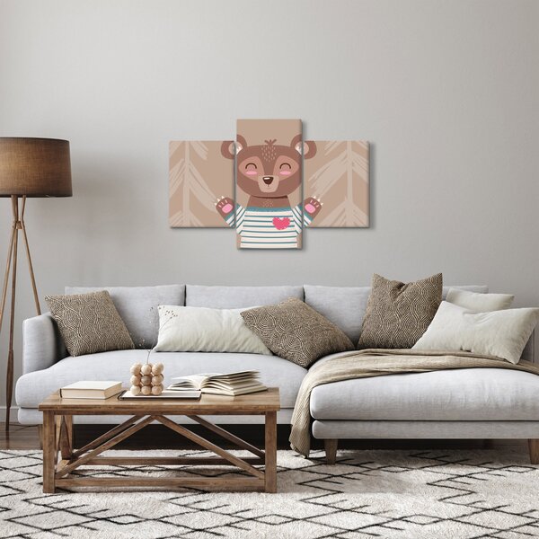 Tablou - Ursuleț de pluș în tricou cu dungi (90x60 cm)