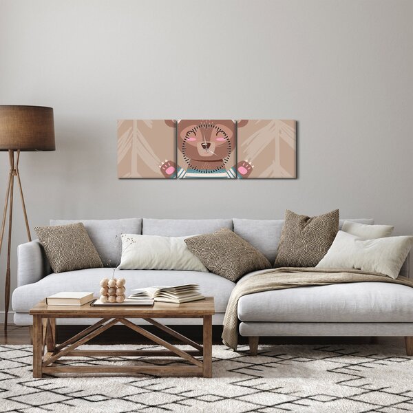 Tablou - Ursuleț de pluș în tricou cu dungi (cu ceas) (90x30 cm)