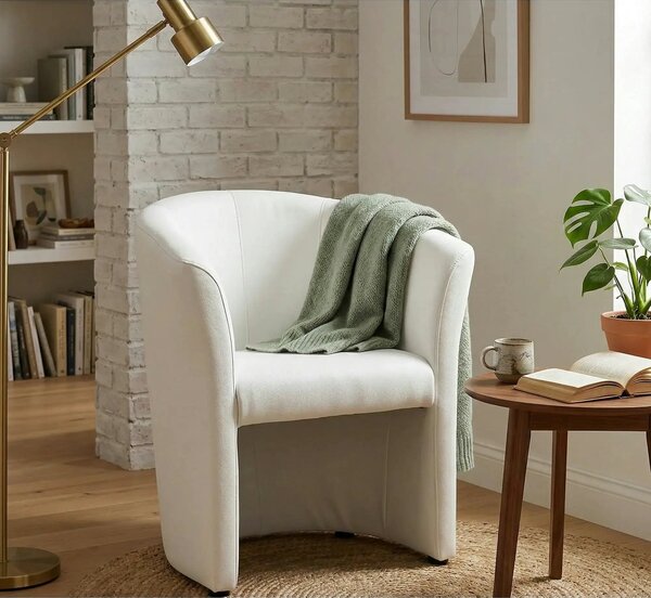 Fotoliu TM-1, crem/negru, piele ecologica/plastic, 67x60x76 cm
