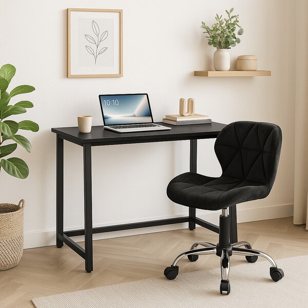 Set pentru birou – birou pliabil ZARIMO 80×40 cm negru + scaun de birou AVOLA VELVET negru