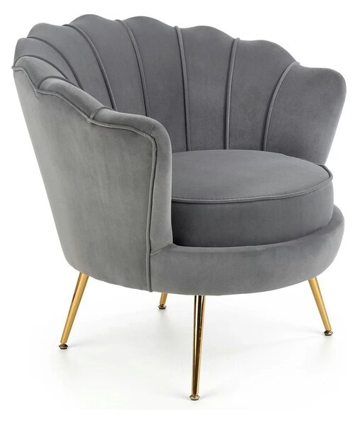Fotoliu AMORINITO, stofa catifelata gri 81x77x77 cm