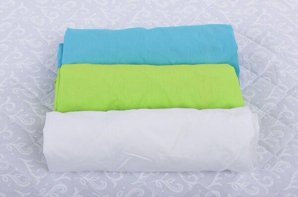 Set 3xCearceaf cu elastic pt patut de 120x 60 cm bleu+verde+alb