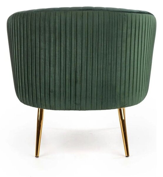 Fotoliu cafenea CROWN, verde inchis/auriu, stofa catifelata/otel, 78x7