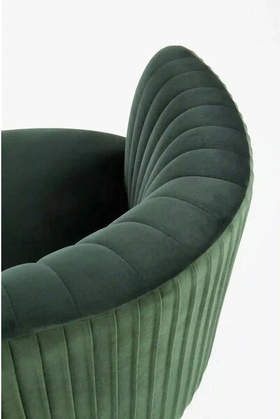 Fotoliu cafenea CROWN, verde inchis/auriu, stofa catifelata/otel, 78x7
