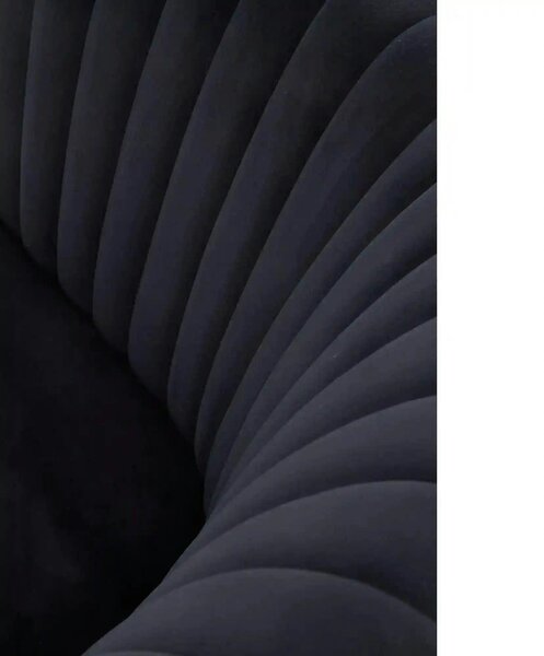 Fotoliu cafenea CROWN, negru/auriu, stofa catifelata/otel, 78x72x80 cm