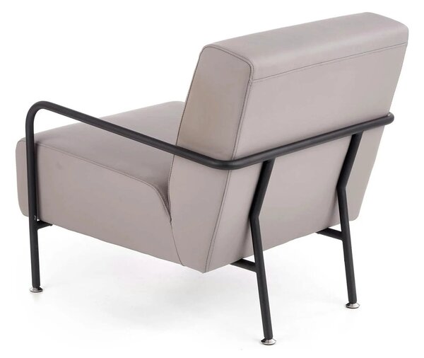 Fotoliu CUPER, gri/negru, piele ecologica/otel, 69x82x75 cm