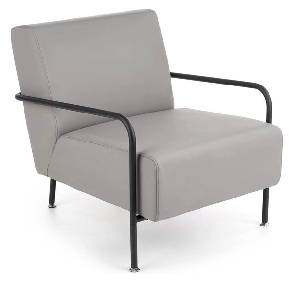Fotoliu CUPER, gri/negru, piele ecologica/otel, 69x82x75 cm