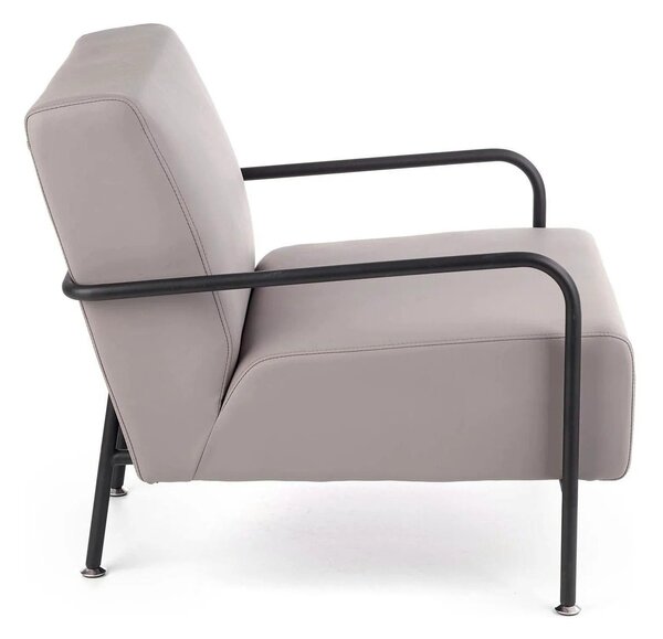 Fotoliu CUPER, gri/negru, piele ecologica/otel, 69x82x75 cm