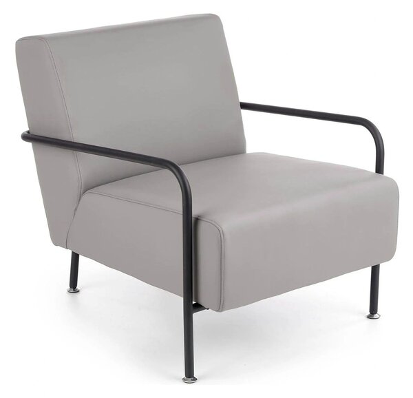 Fotoliu CUPER, gri/negru, piele ecologica/otel, 69x82x75 cm