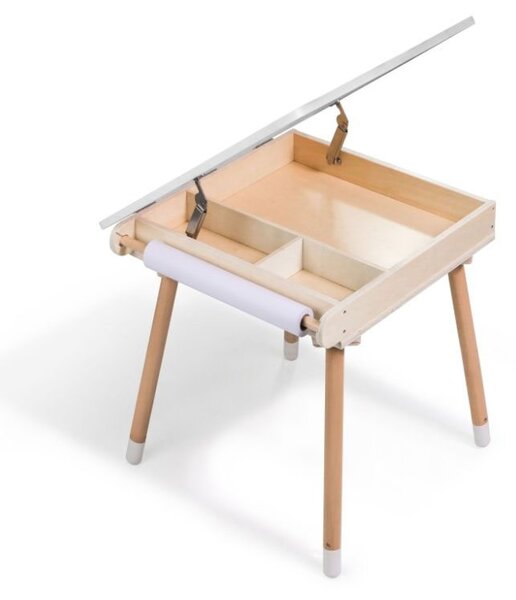 Set pentru copii reglabil BUNNY, masă și 2 scaune, alb/maro ELIS design