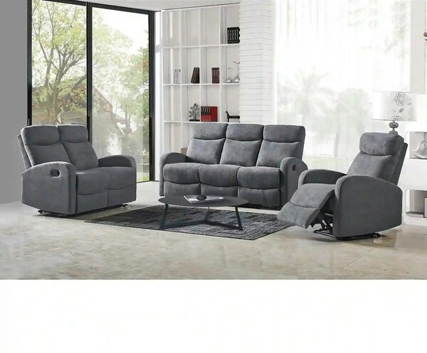 Fotoliu de living rabatabil OSLO 1S, gri/negru, stofa/metal, 75x95/158