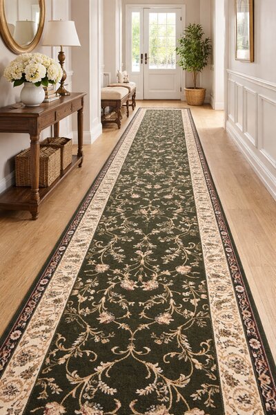 Traversa Hol, Model Lotos, Festonata, Latime 150 cm, Verde 150 x 300