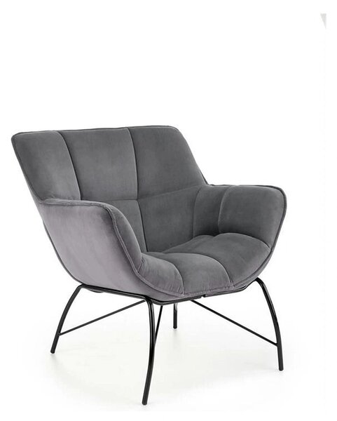 Scaun de relaxare modern BELTON, gri/negru, stofa catifelata/otel, 74x