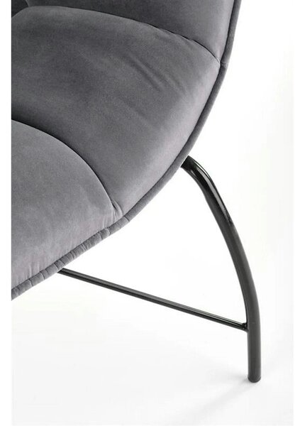 Scaun de relaxare modern BELTON, gri/negru, stofa catifelata/otel, 74x