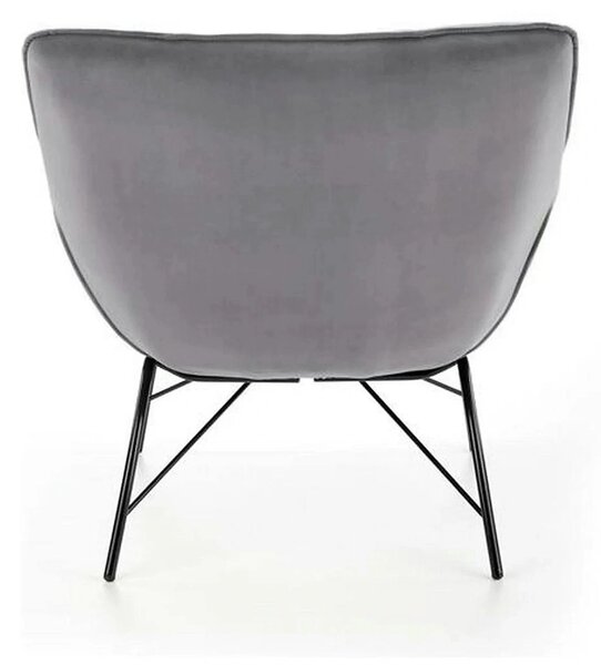 Scaun de relaxare modern BELTON, gri/negru, stofa catifelata/otel, 74x