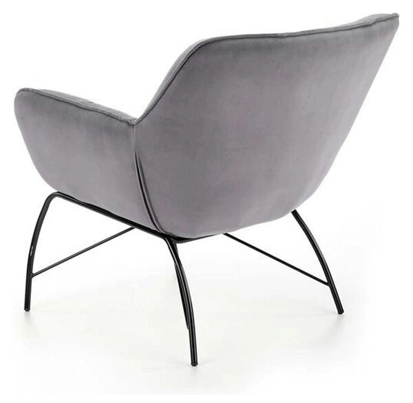 Scaun de relaxare modern BELTON, gri/negru, stofa catifelata/otel, 74x