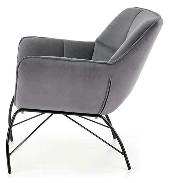 Scaun de relaxare modern BELTON, gri/negru, stofa catifelata/otel, 74x