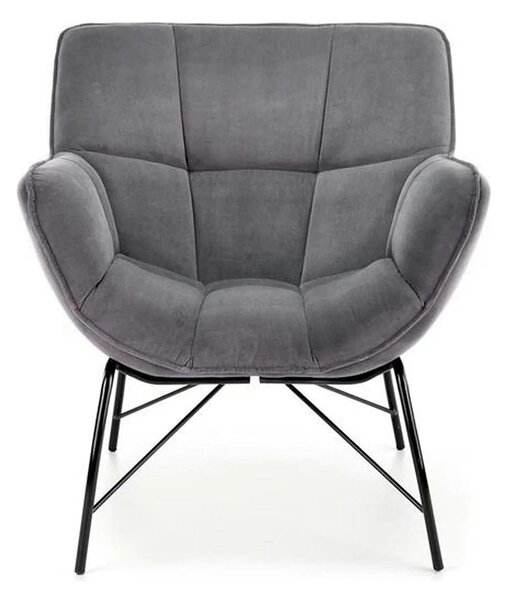 Scaun de relaxare modern BELTON, gri/negru, stofa catifelata/otel, 74x
