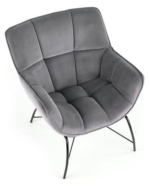 Scaun de relaxare modern BELTON, gri/negru, stofa catifelata/otel, 74x