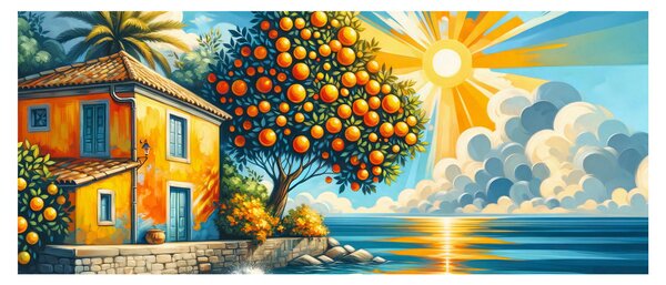 Tablou - Casă cu portocale I. (120x50 cm)