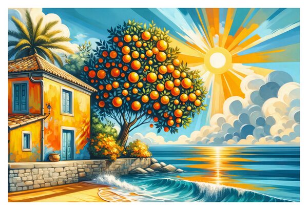 Tablou - Casă cu portocale I. (90x60 cm)
