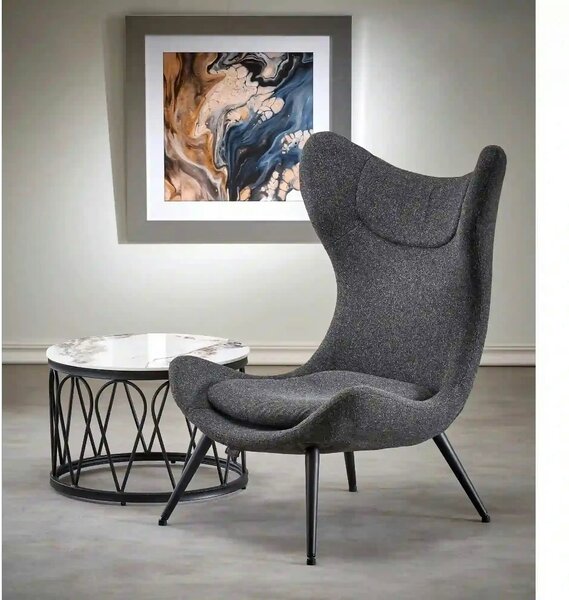 Scaun fluture ATLANTIS, gri antracit/negru, stofa/otel, 77x80x106 cm