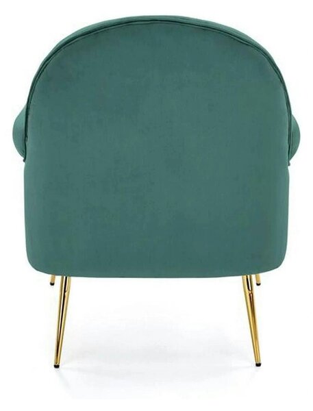 Fotoliu SANTI, verde inchis/auriu, stofa catifelata/otel, 74x74x88 cm