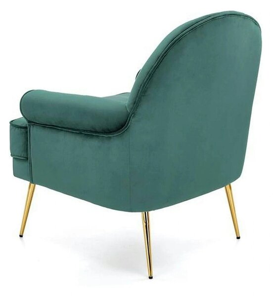 Fotoliu SANTI, verde inchis/auriu, stofa catifelata/otel, 74x74x88 cm