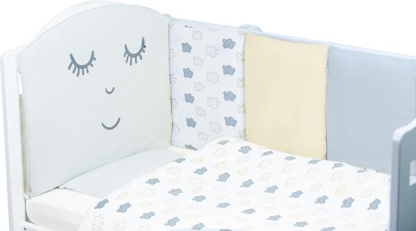 Set de pat pentru bebelusi Smile 10 piese + perna norisor cadou