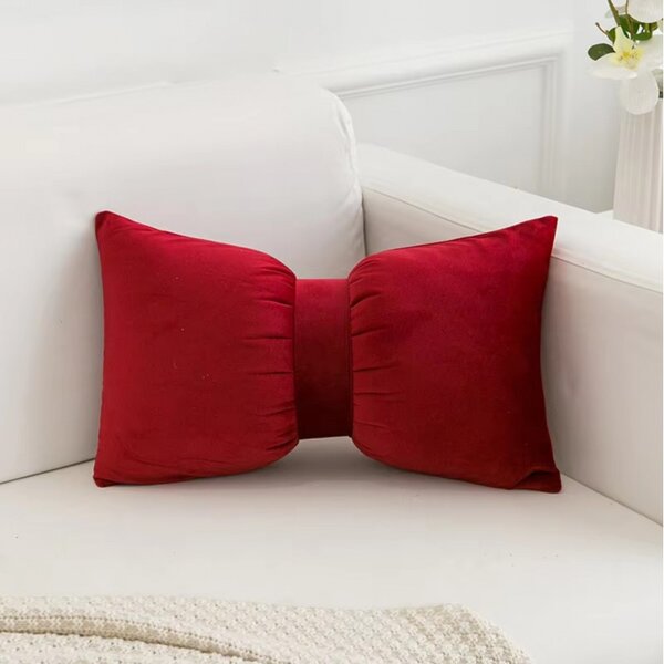Perna decorativa din catifea in forma de funda BOWERY, rosie