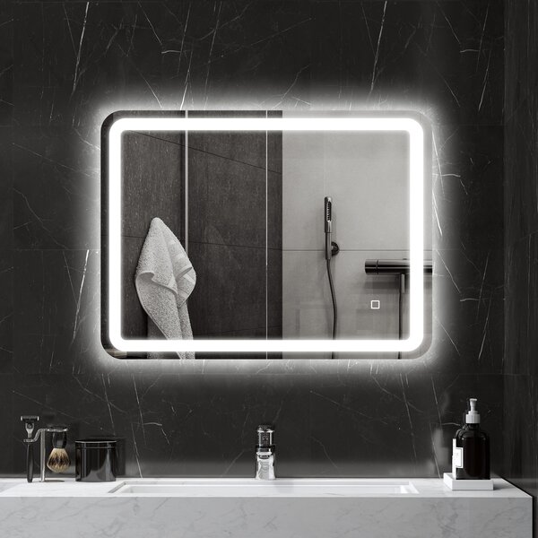 Kleankin Oglinda pentru baie cu lumini LED, 70 x 50 cm | Aosom Romania