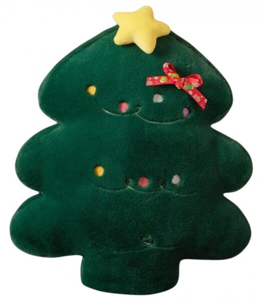 Perna decorativa din catifea in forma de brad MERRYLY, verde