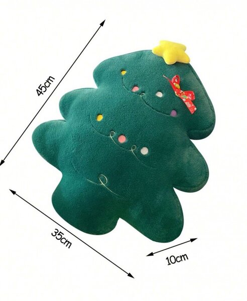 Perna decorativa din catifea in forma de brad MERRYLY, verde
