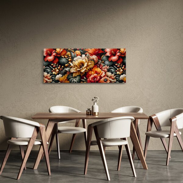 Tablou - Flori portocalii și roșii (120x50 cm)