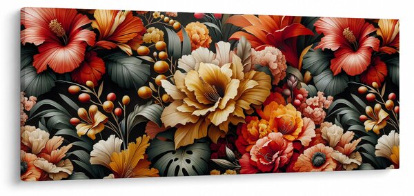 Tablou - Flori portocalii și roșii (120x50 cm)